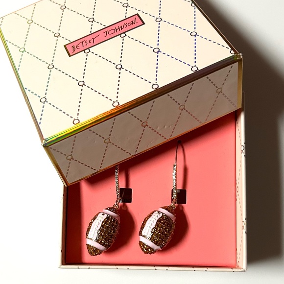 Betsey Johnson Football Dangle Earrings NWT - Picture 2 of 4